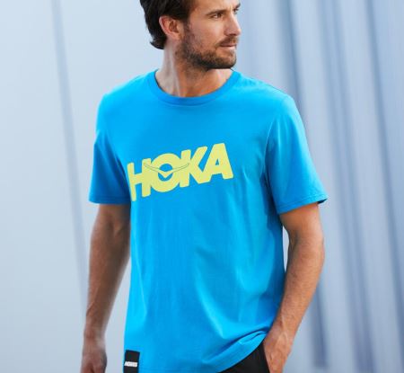 Hoka One One Brand Tee Barbati - Top Albastri | RO-W58gfIh